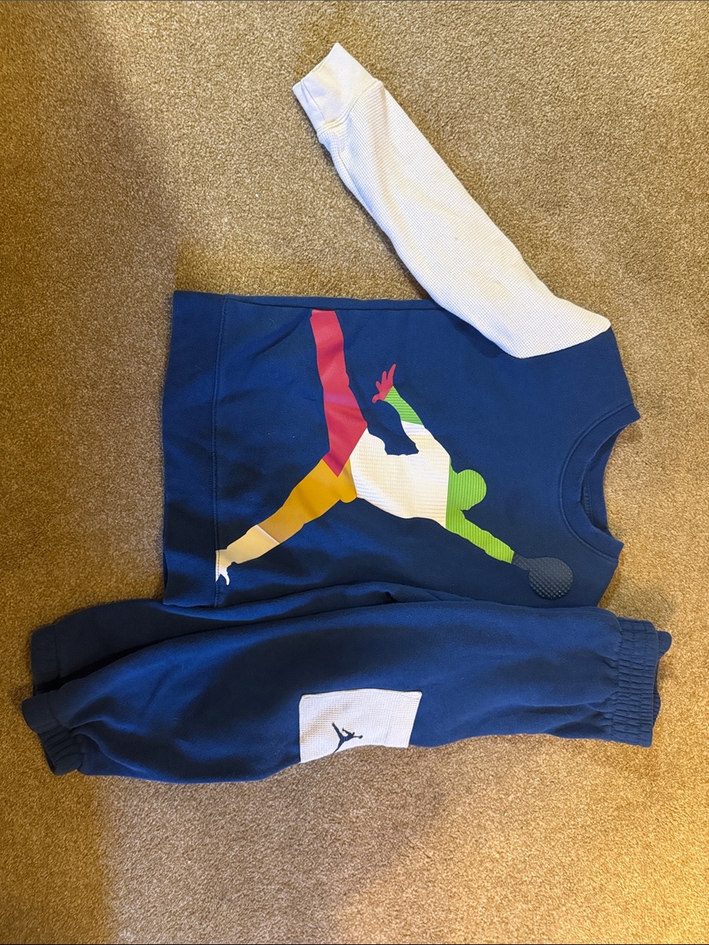 Jordan Kids Navy Blue Multicolor Jumpman Sweatshirt & Joggers Set